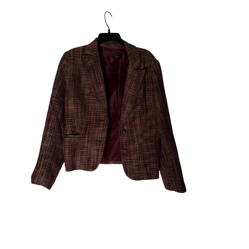 New York and Company Purple Plaid Blazer Women's‎ 14